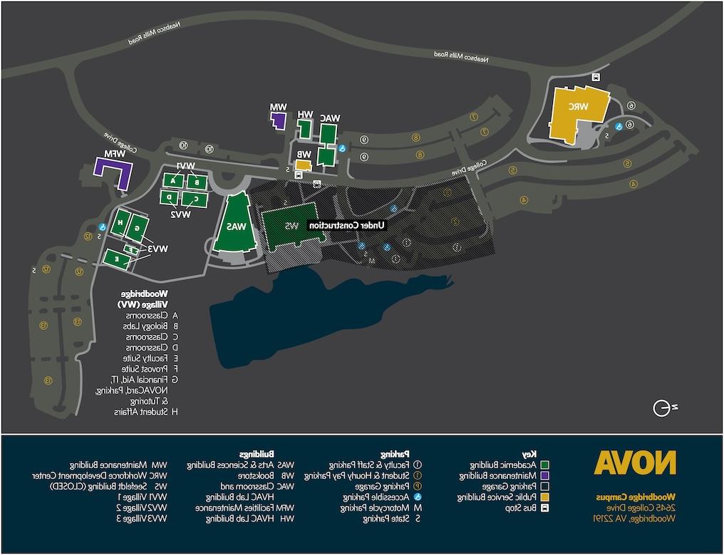 A map of 皇冠博彩's Woodbridge campus